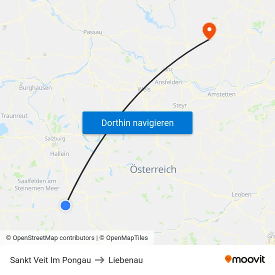 Sankt Veit Im Pongau to Liebenau map
