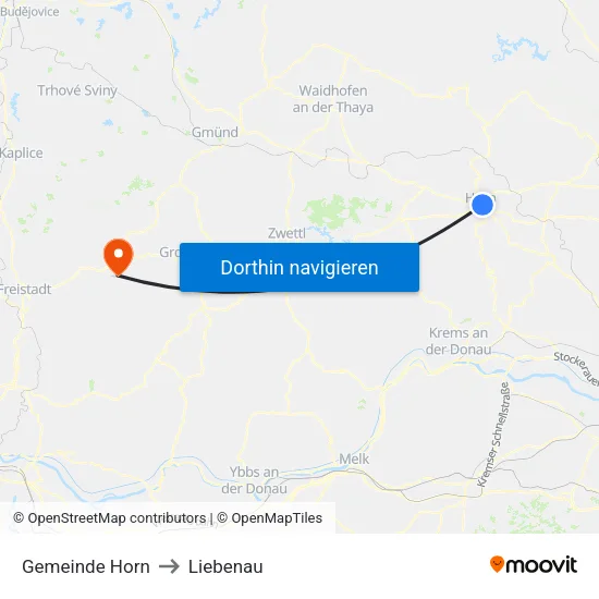 Gemeinde Horn to Liebenau map