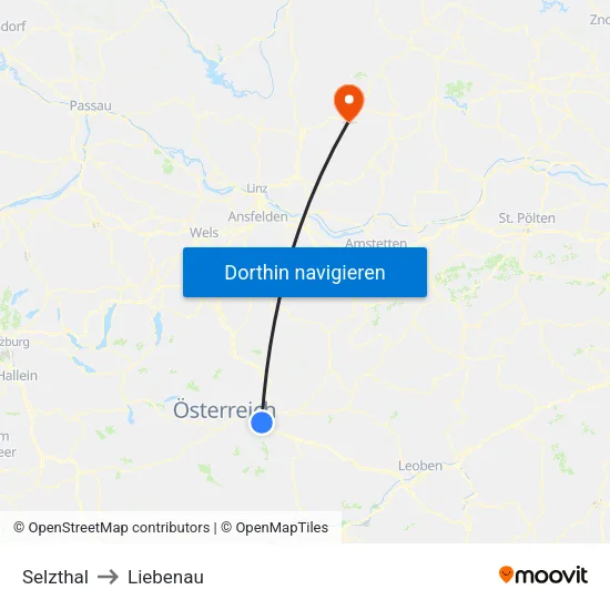 Selzthal to Liebenau map