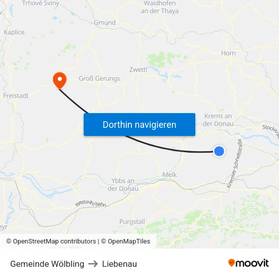 Gemeinde Wölbling to Liebenau map