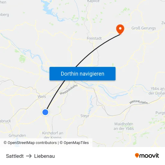 Sattledt to Liebenau map