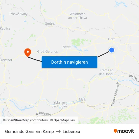 Gemeinde Gars am Kamp to Liebenau map