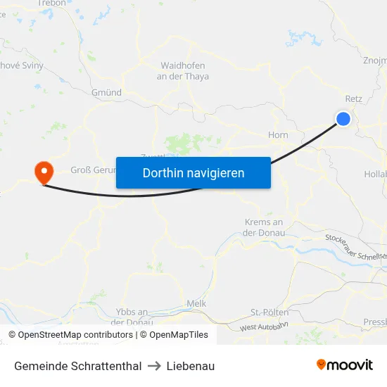 Gemeinde Schrattenthal to Liebenau map