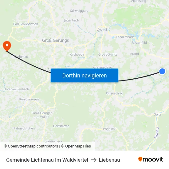 Gemeinde Lichtenau Im Waldviertel to Liebenau map