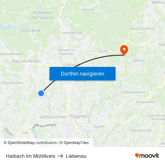 Haibach Im Mühlkreis to Liebenau map