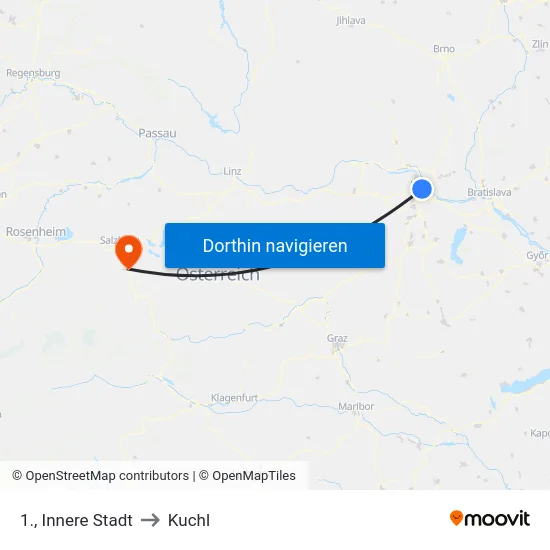 1., Innere Stadt to Kuchl map