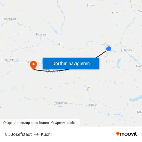 8., Josefstadt to Kuchl map