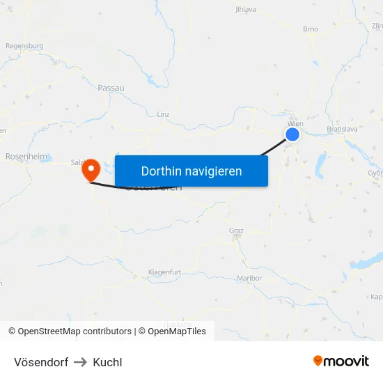 Vösendorf to Kuchl map