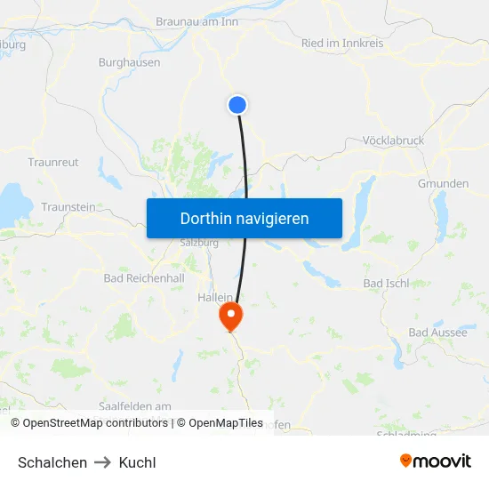 Schalchen to Kuchl map