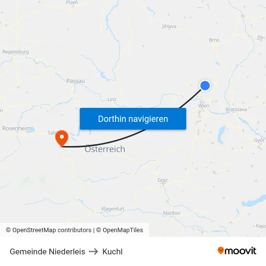 Gemeinde Niederleis to Kuchl map