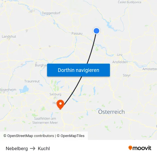 Nebelberg to Kuchl map