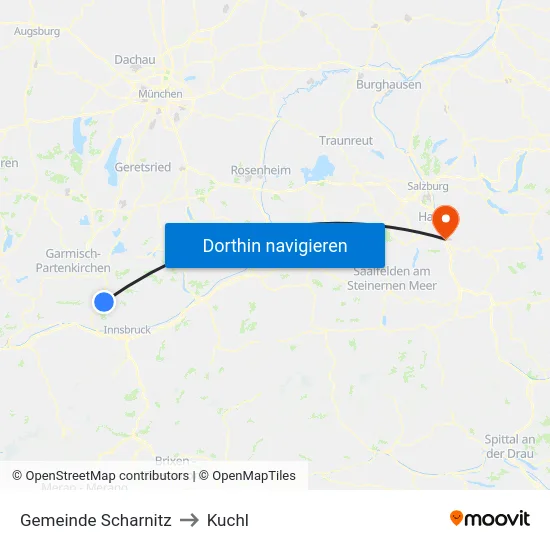 Gemeinde Scharnitz to Kuchl map