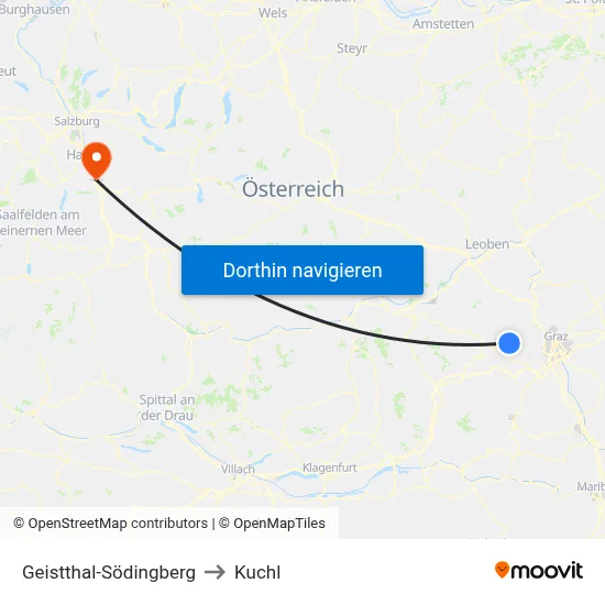 Geistthal-Södingberg to Kuchl map