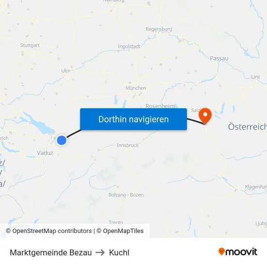 Marktgemeinde Bezau to Kuchl map