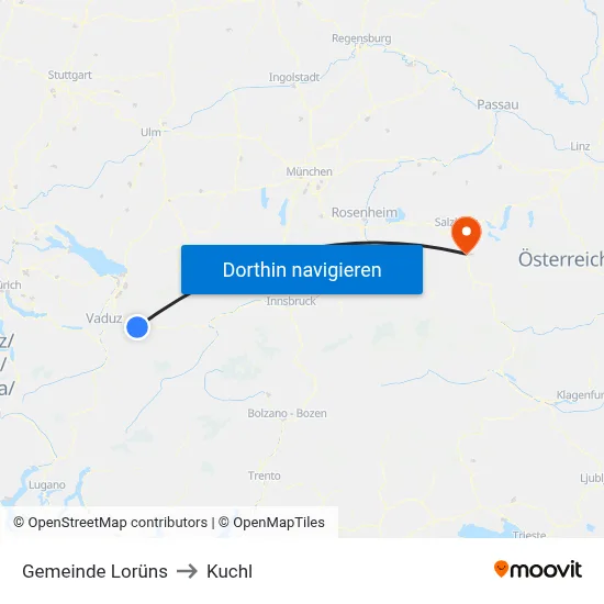 Gemeinde Lorüns to Kuchl map