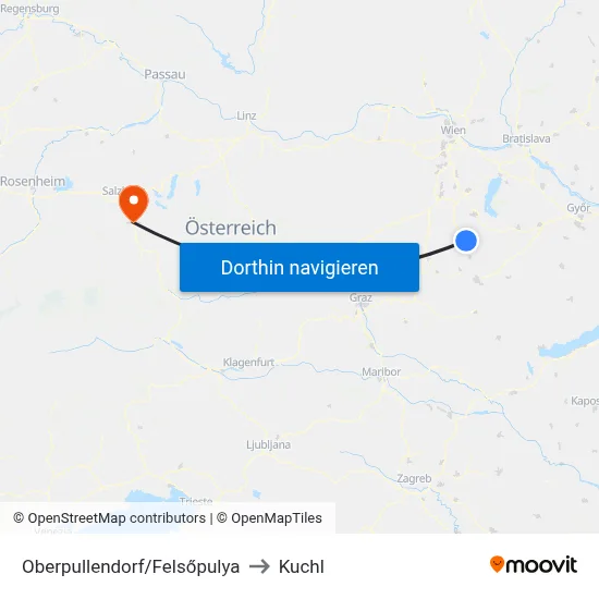 Oberpullendorf/Felsőpulya to Kuchl map