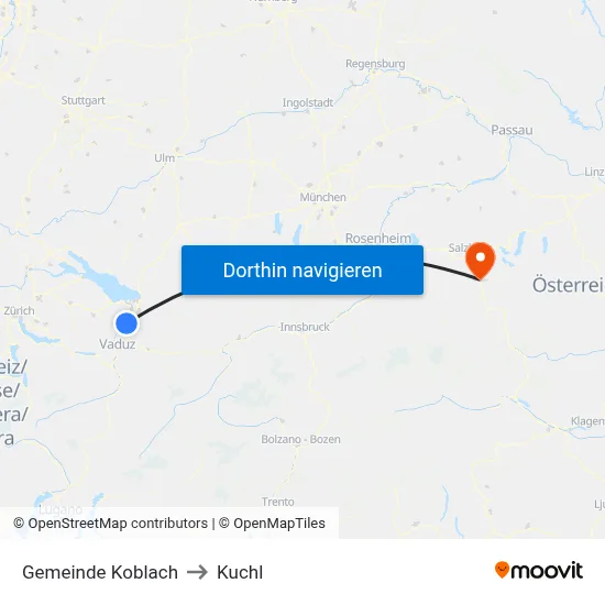 Gemeinde Koblach to Kuchl map