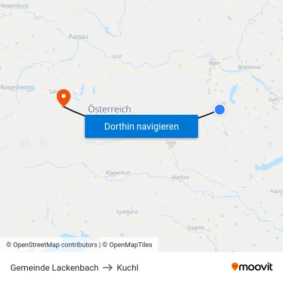Gemeinde Lackenbach to Kuchl map