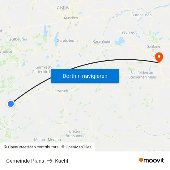 Gemeinde Pians to Kuchl map