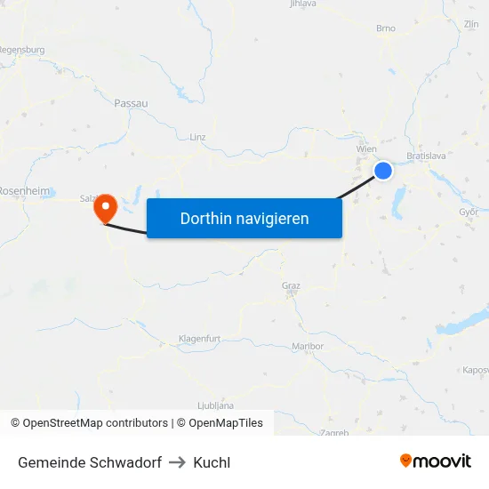 Gemeinde Schwadorf to Kuchl map