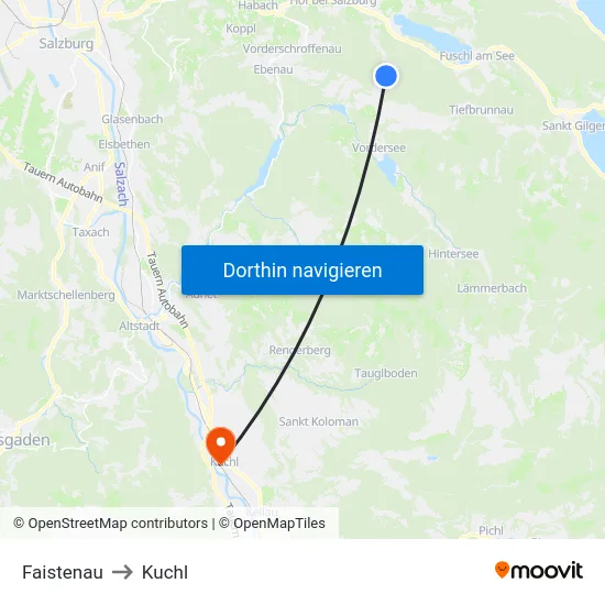 Faistenau to Kuchl map