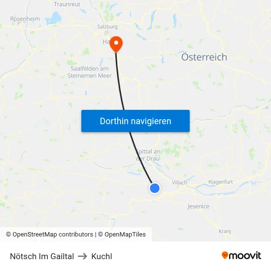 Nötsch Im Gailtal to Kuchl map
