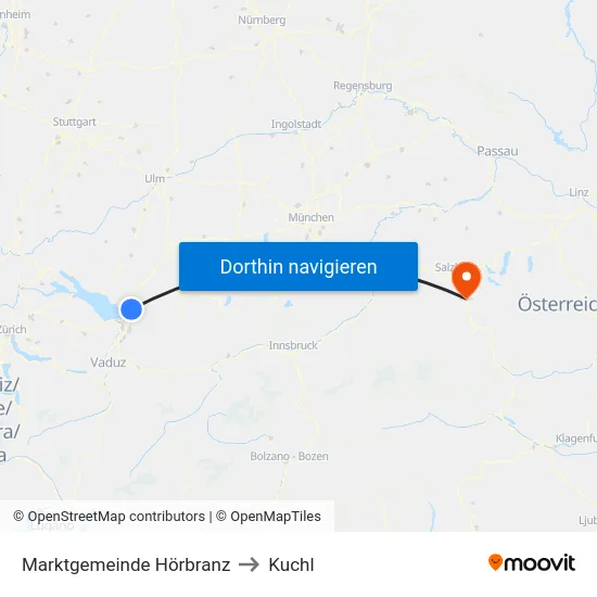 Marktgemeinde Hörbranz to Kuchl map