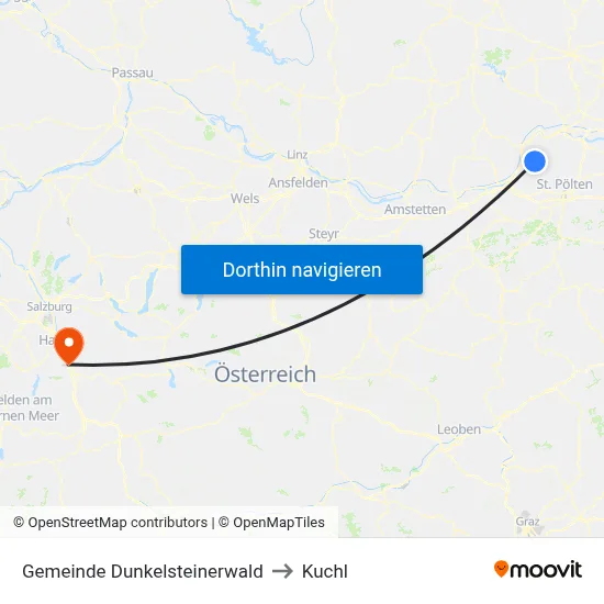 Gemeinde Dunkelsteinerwald to Kuchl map