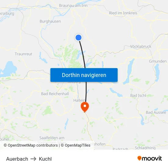 Auerbach to Kuchl map
