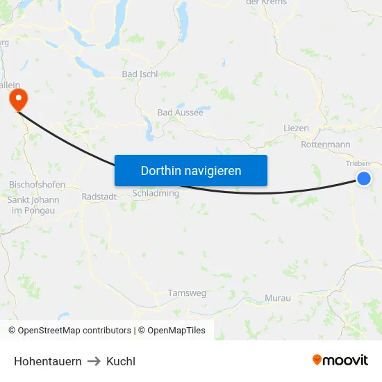 Hohentauern to Kuchl map