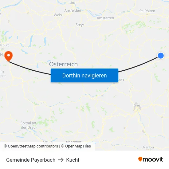 Gemeinde Payerbach to Kuchl map