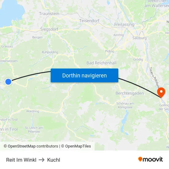 Reit Im Winkl to Kuchl map