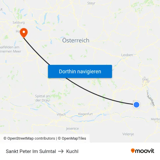 Sankt Peter Im Sulmtal to Kuchl map