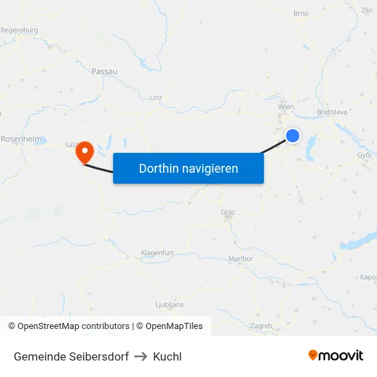 Gemeinde Seibersdorf to Kuchl map