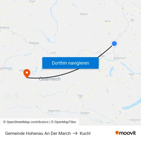 Gemeinde Hohenau An Der March to Kuchl map