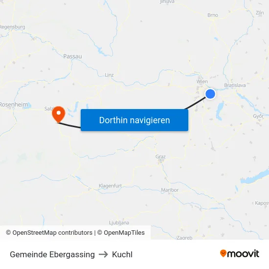 Gemeinde Ebergassing to Kuchl map