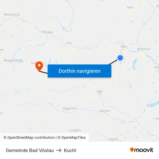 Gemeinde Bad Vöslau to Kuchl map