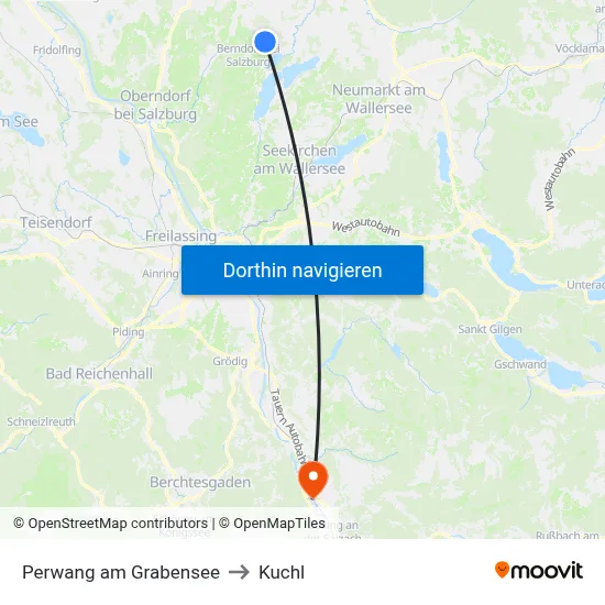 Perwang am Grabensee to Kuchl map