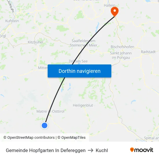 Gemeinde Hopfgarten In Defereggen to Kuchl map