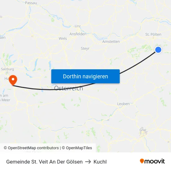 Gemeinde St. Veit An Der Gölsen to Kuchl map