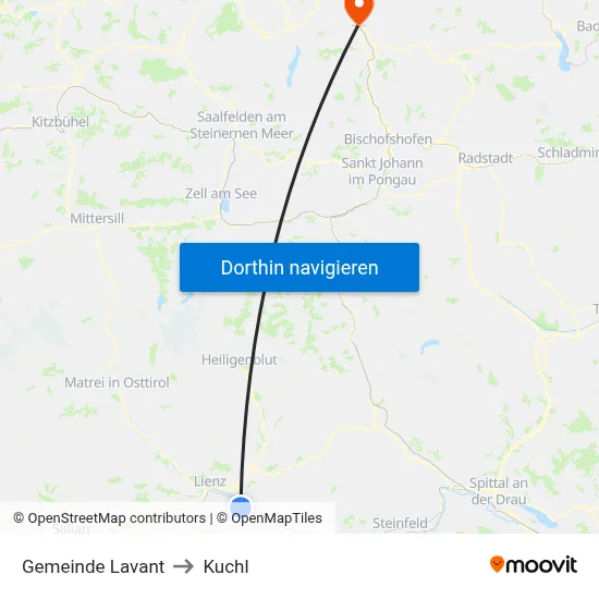Gemeinde Lavant to Kuchl map