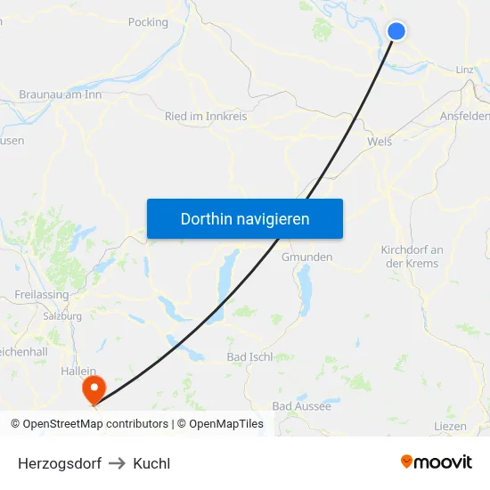 Herzogsdorf to Kuchl map