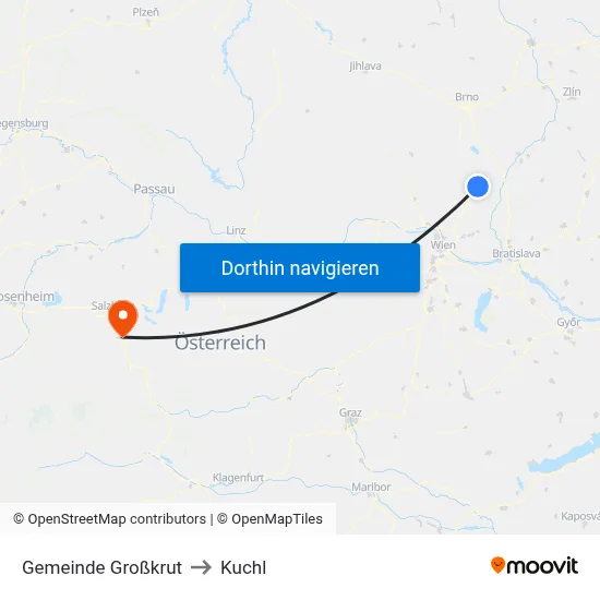 Gemeinde Großkrut to Kuchl map