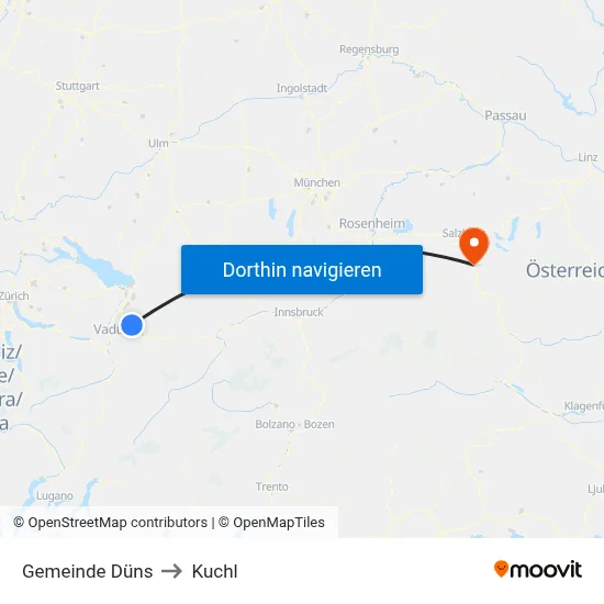 Gemeinde Düns to Kuchl map