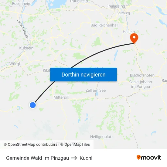 Gemeinde Wald Im Pinzgau to Kuchl map
