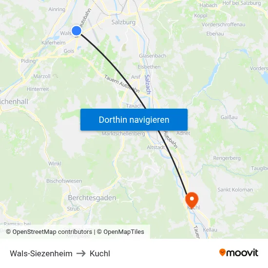 Wals-Siezenheim to Kuchl map