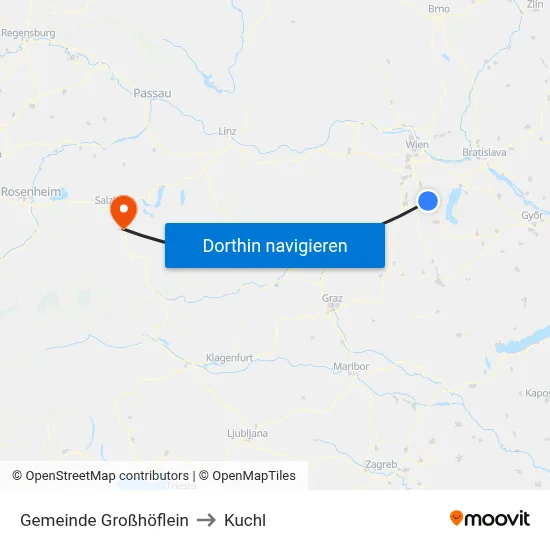 Gemeinde Großhöflein to Kuchl map
