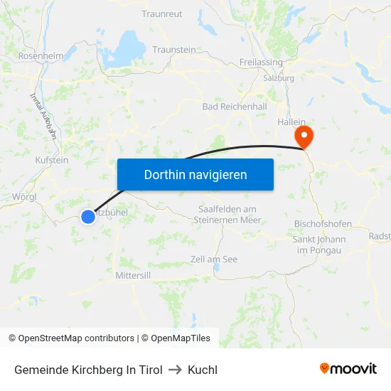 Gemeinde Kirchberg In Tirol to Kuchl map
