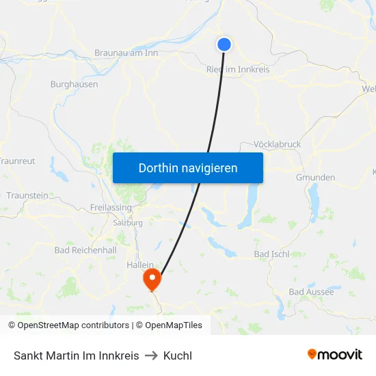 Sankt Martin Im Innkreis to Kuchl map