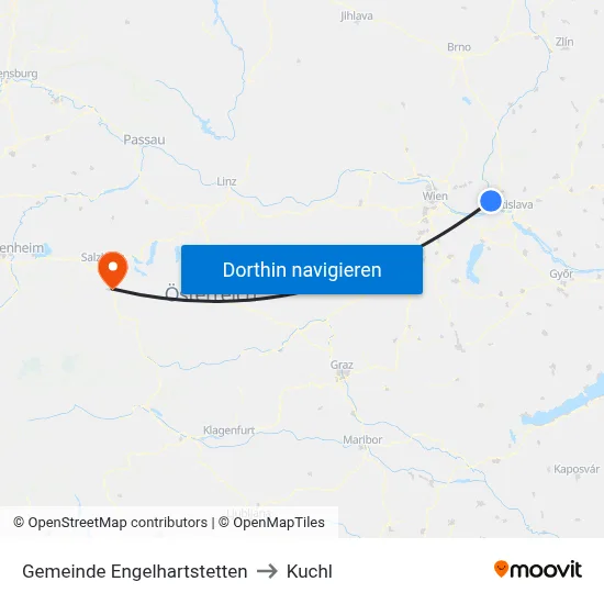 Gemeinde Engelhartstetten to Kuchl map